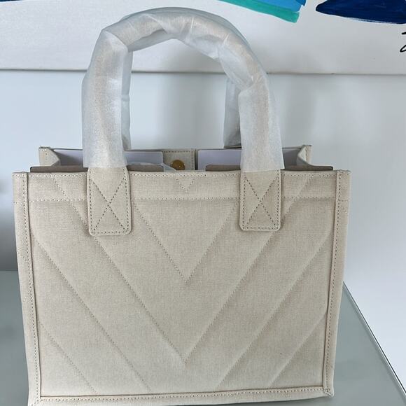 NWT $320 SANDRO Kabash quilted tote bag ecru / white - Picture 9 of 14